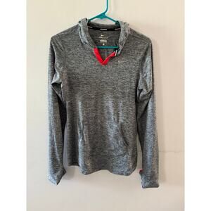 Nike Womens Hooded Activewear Top Size Small Heahter Gray Dri-Fit Running
